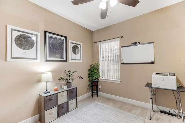 home office with ceiling fan