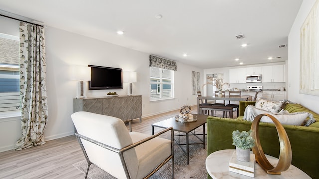 living room featuring light hardwood / wood-style flooring