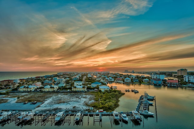 property view of water with a boat dock