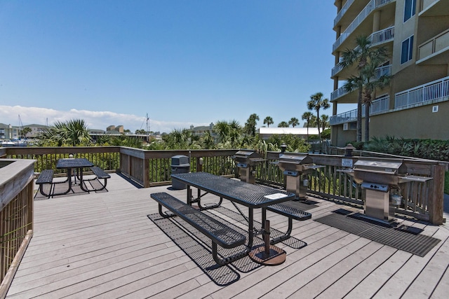 deck featuring grilling area