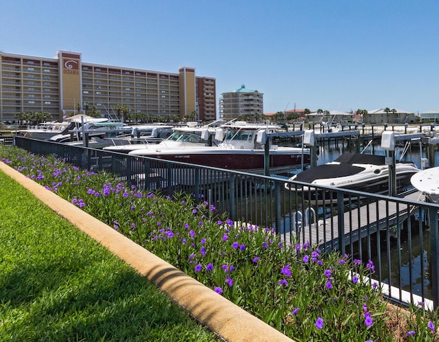 view of dock featuring a water view