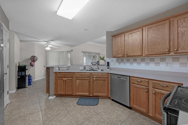 664 Brunson St, Crestview, FL 32536 - kitchen featuring dishwasher, range, light countertops, a peninsula, and ornamental molding