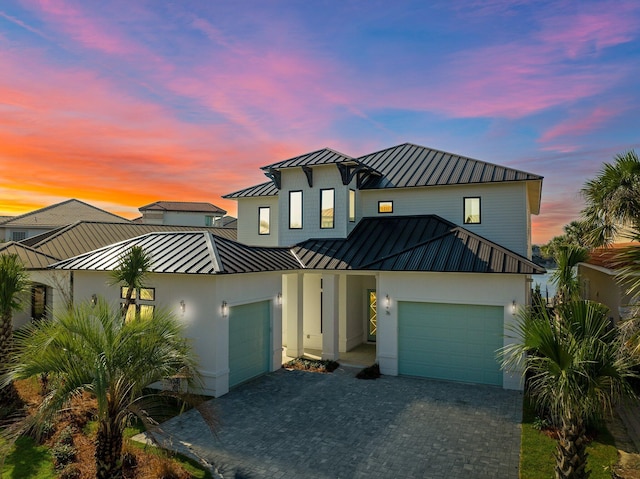 view of front of home with a garage