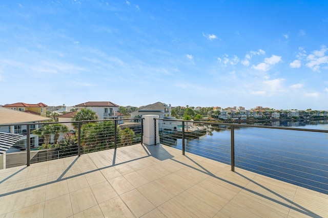 view of patio / terrace with a water view