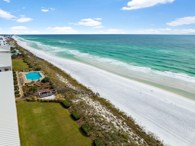 view of water feature with a beach view