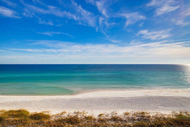 view of water feature featuring a beach view