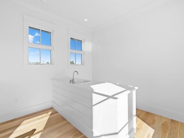 bathroom with sink and hardwood / wood-style floors