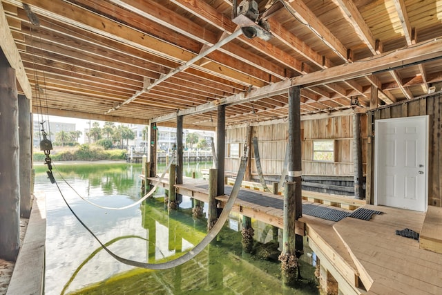 view of dock featuring a water view