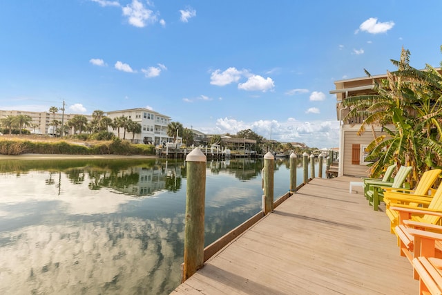 dock area featuring a water view