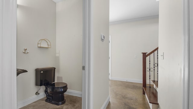 bathroom with crown molding