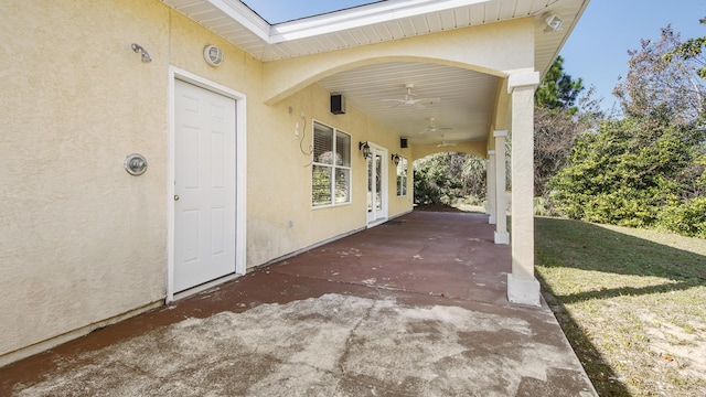 view of patio / terrace featuring ceiling fan