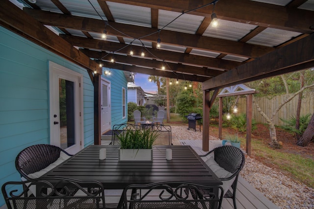 wooden terrace with a pergola