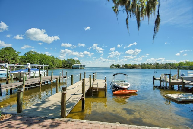 dock area featuring a water view