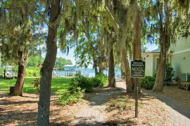 view of community featuring a water view