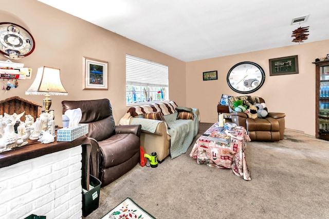 living room featuring carpet flooring