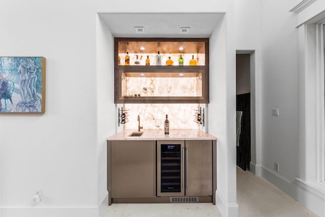 bar with wine cooler