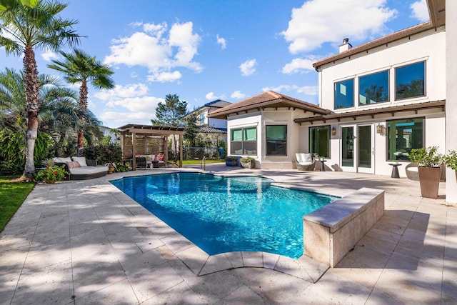 view of pool featuring a patio and a pergola