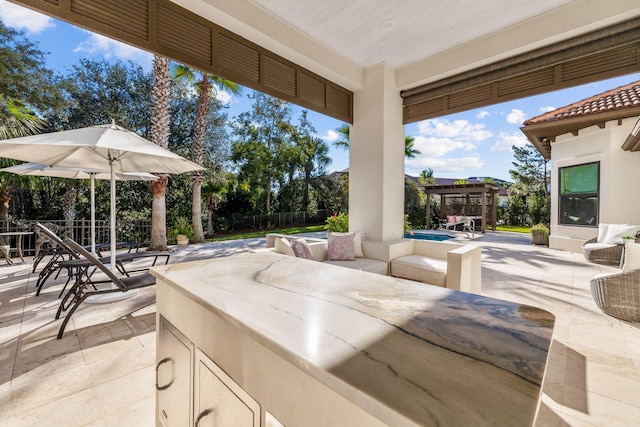 view of patio / terrace with a swimming pool