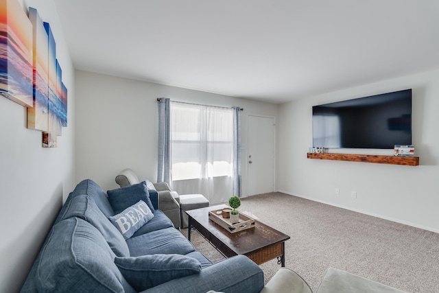 living room featuring carpet