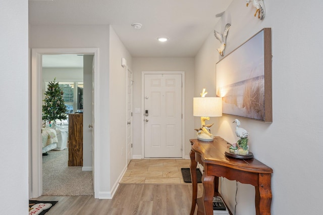 entryway with light wood-type flooring