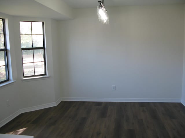 unfurnished room with a wealth of natural light and dark hardwood / wood-style floors