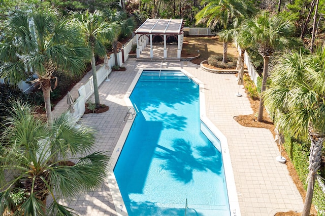 view of pool with a gazebo and a patio area