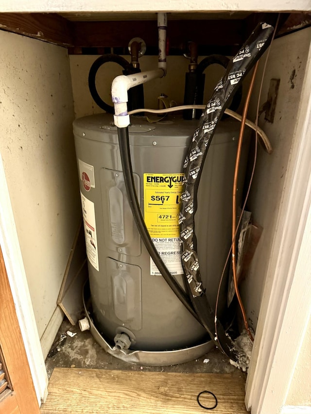 utility room with water heater