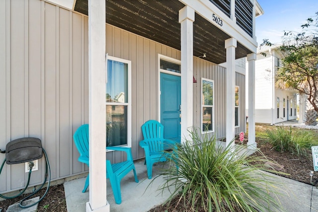 view of patio featuring a porch