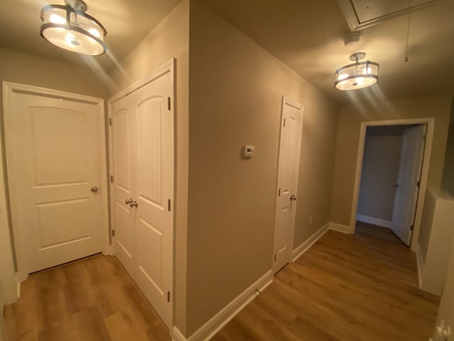 hallway featuring light wood-type flooring