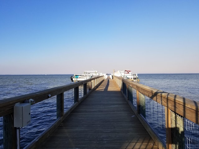 dock area featuring a water view