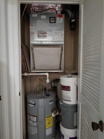 utility room with electric water heater