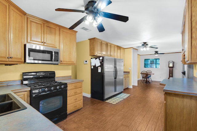 kitchen featuring sink, stainless steel appliances, and wood-type flooring