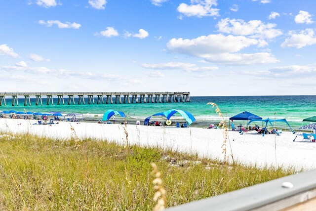 property view of water featuring a view of the beach