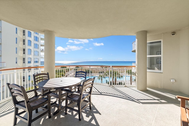 balcony with a water view