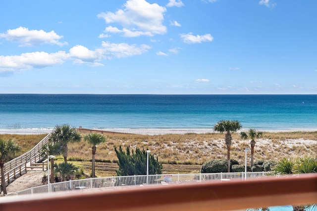 view of water feature featuring a view of the beach