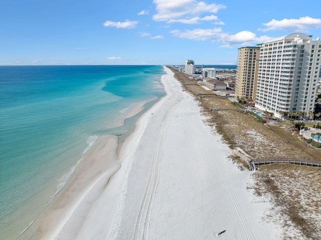 view of water feature featuring a beach view