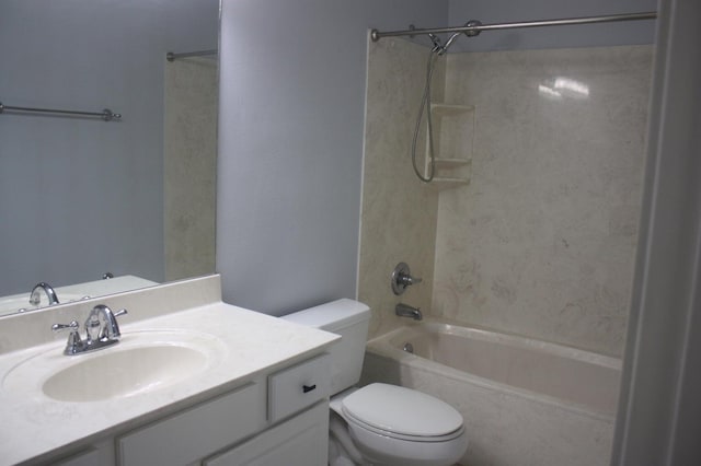 full bathroom with vanity,  shower combination, and toilet