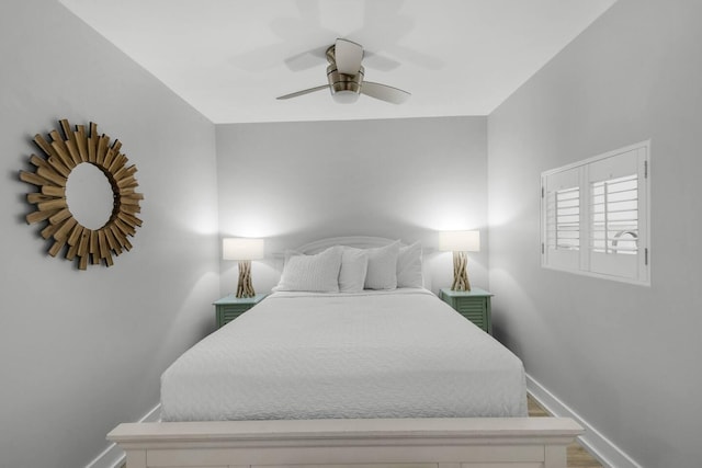 bedroom featuring ceiling fan