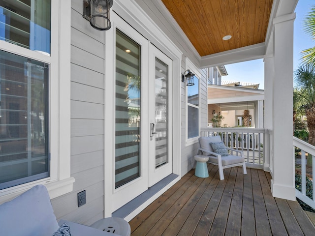 deck with covered porch