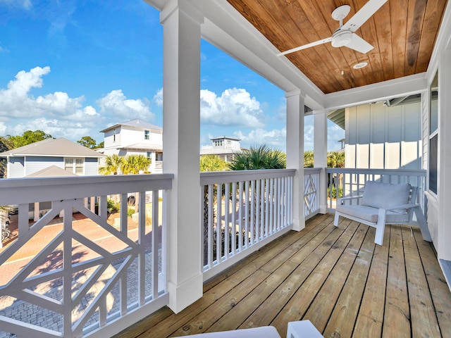 deck featuring ceiling fan