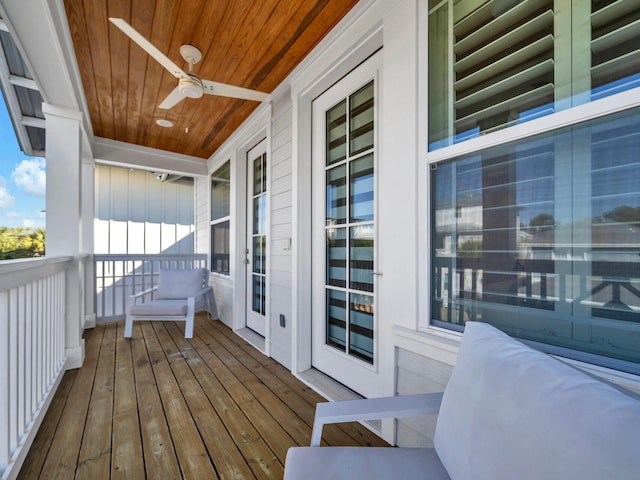 wooden terrace with ceiling fan