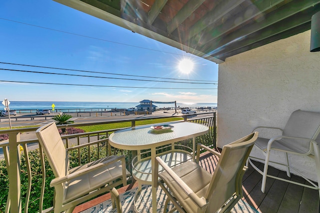 balcony with a water view