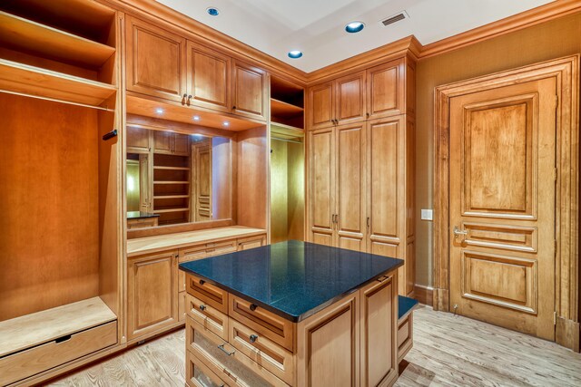 walk in closet featuring light hardwood / wood-style floors