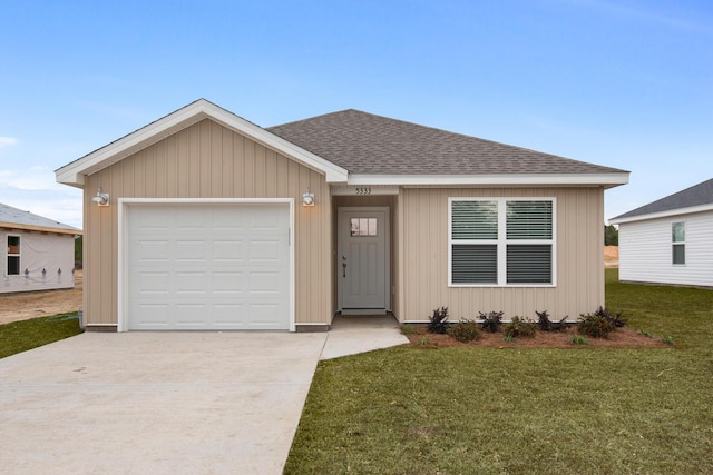 ranch-style house with a front lawn