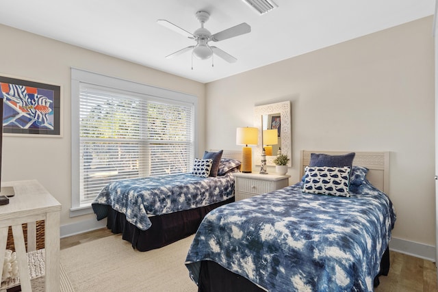 bedroom featuring ceiling fan