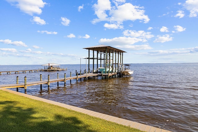 view of dock featuring a water view