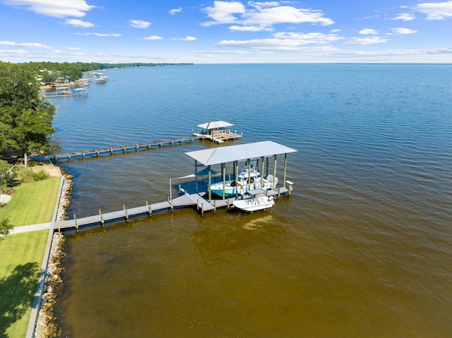 dock area featuring a water view