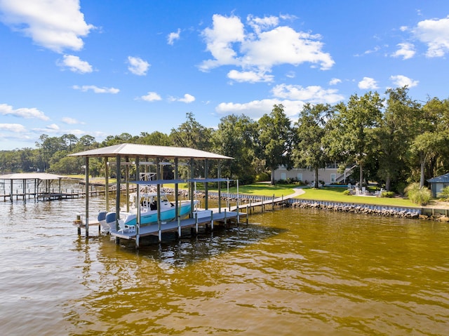 view of dock featuring a water view