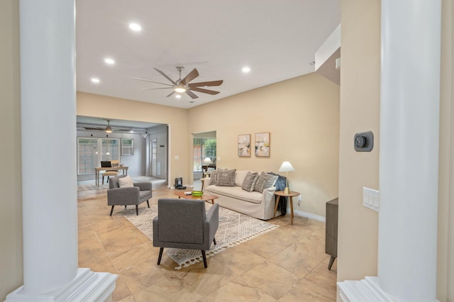 1905 W Mistral Ln, Fort Walton Beach, FL 32547 - living room with a ceiling fan and recessed lighting