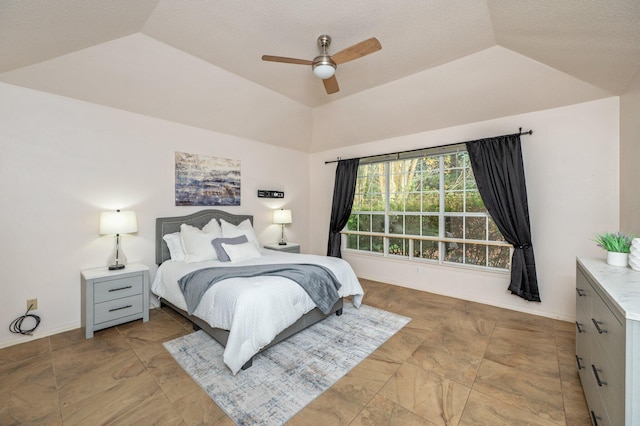 1905 W Mistral Ln, Fort Walton Beach, FL 32547 - bedroom with lofted ceiling, a ceiling fan, and a textured ceiling